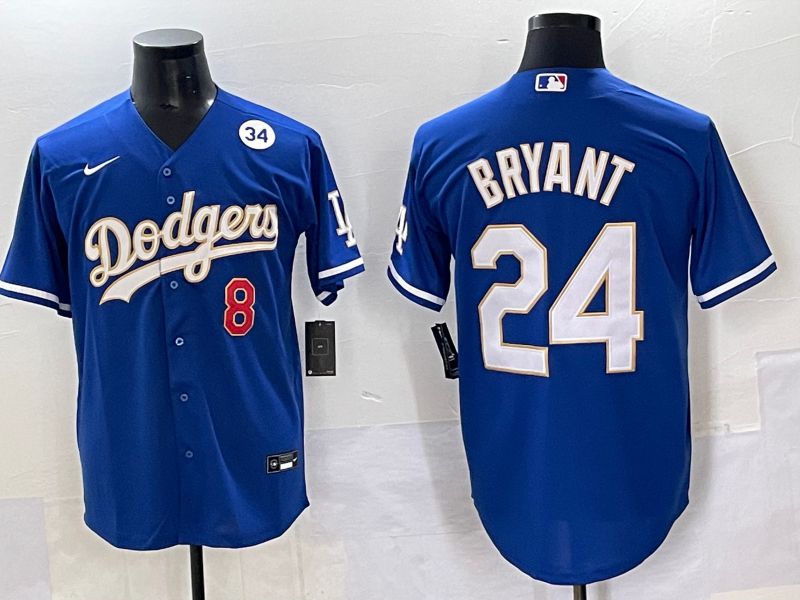 Men 2025 Los Angeles Dodgers #24 Bryant Blue gold Nike MLB Jersey style 7074